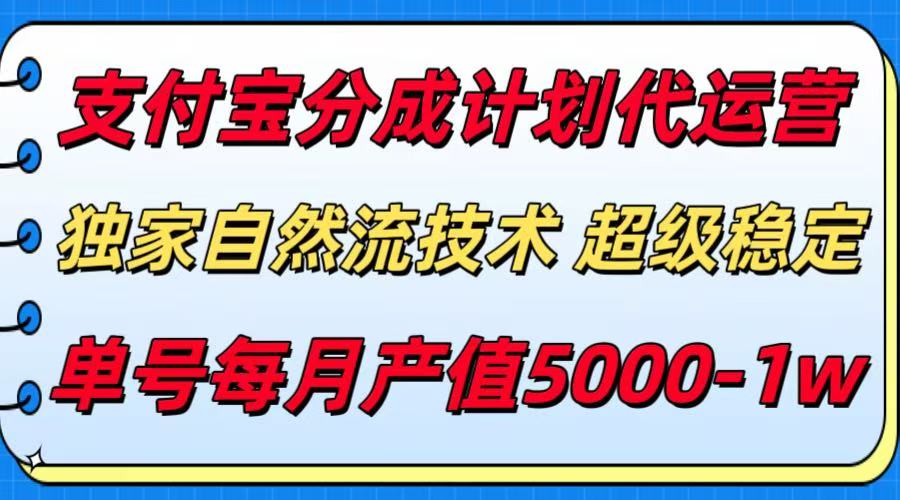 支付宝分成计划代运营，独家自然流技术，收益稳定，单号月产5000＋-68资源