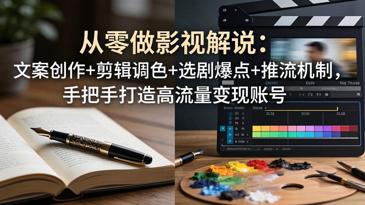 从零做影视解说：文案创作+剪辑调色+选剧爆点+推流机制，手把手打造高流量变现账号-68资源