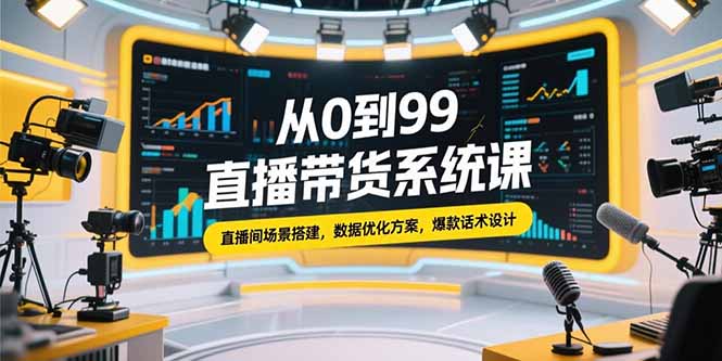 从0到99直播带货系统课，直播间场景搭建，数据优化方案，爆款话术设计-68资源