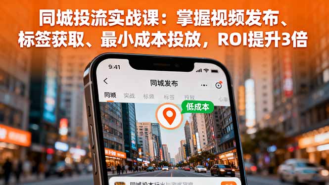 同城投流实战课：掌握视频发布、标签获取、最小成本投放，ROI提升3倍-68资源