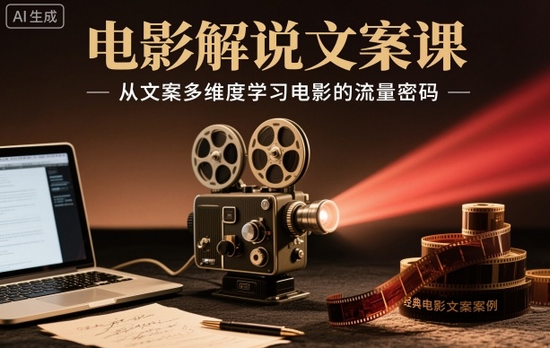 电影解说文案课，从文案多维度学习电影的流量密码-68资源