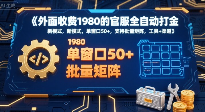 外面收费1980的官服全自动打金，新模式，单窗口50+，支持批量矩阵，工具+渠道【揭秘】-68资源