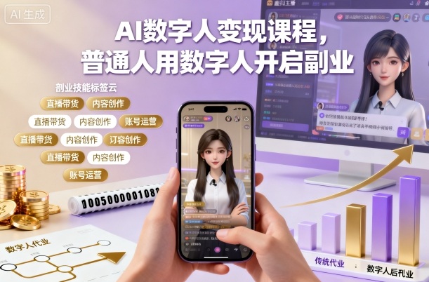 AI数字人变现课程，普通人用数字人开启副业-68资源