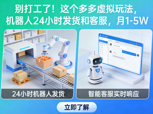 别打工了！这个多多虚拟玩法，机器人24小时发货和客服，月1-5W【揭秘】-68资源