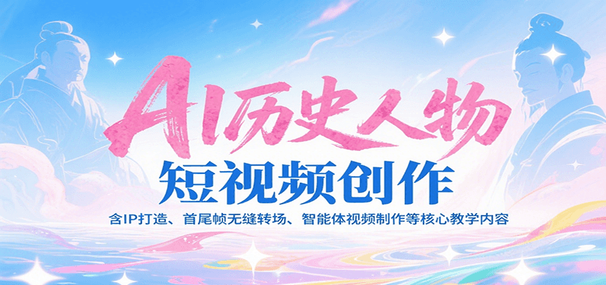 AI历史人物短视频创作，含IP打造、首尾帧无缝转场、智能体视频制作等核心教学内容-68资源