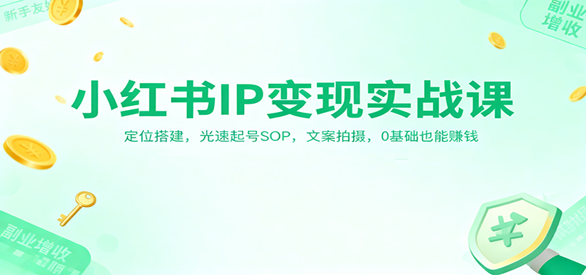 小红书IP变现实战课：定位搭建，光速起号SOP，文案拍摄，0基础也能赚钱-68资源