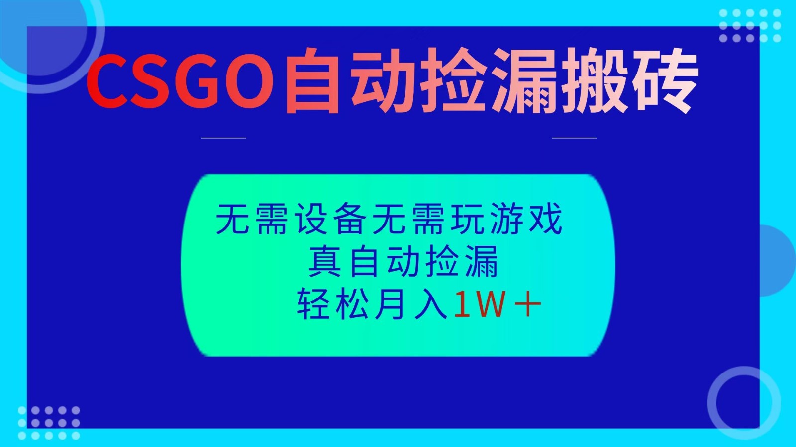 CSGO自动捡漏搬砖，当天操作当天见结果，无需了解游戏，包教包会包落地-68资源