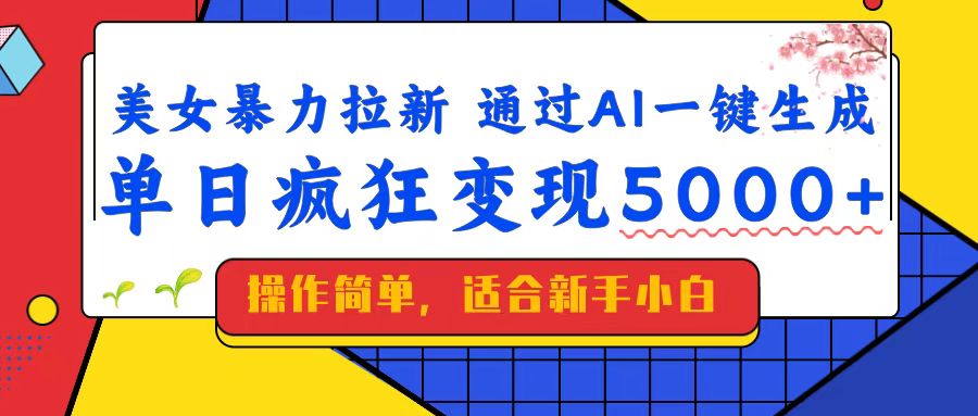 （14347期）美女暴力拉新，通过AI一键生成，单日疯狂变现5000+，纯小白一学就会！-68资源