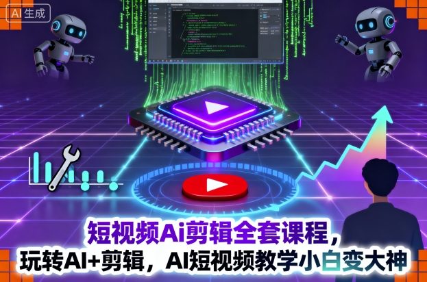 短视频Ai剪辑全套课程，玩转AI+剪辑，AI短视频教学小白变大神-68资源