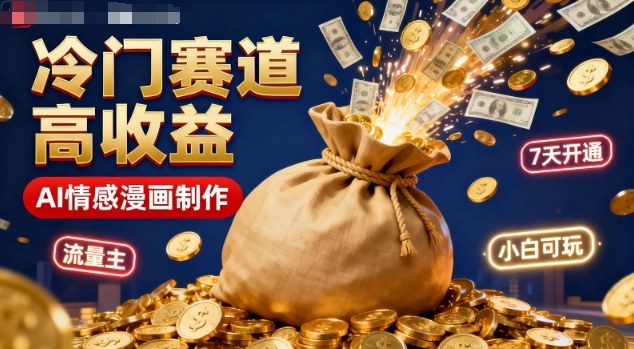 公众号冷门赛道，用AI做情感漫画，7天开通流量主，操作简单，小白可玩-68资源