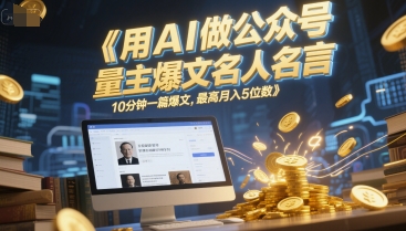 用AI做公众号流量主爆文名人名言，10分钟一篇爆文，最高月入5位数-68资源