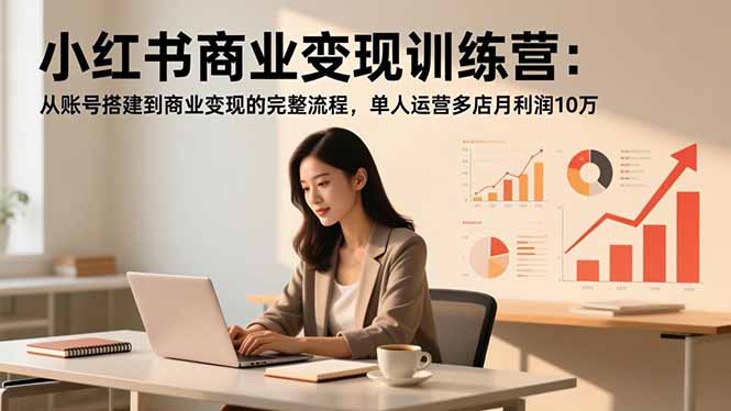 小红书商业变现训练营：从账号搭建到商业变现的完整流程，单人运营多店月利润10万-68资源