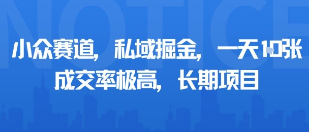 小众赛道，私域掘金，一天多张，成交率极高，长期项目-68资源
