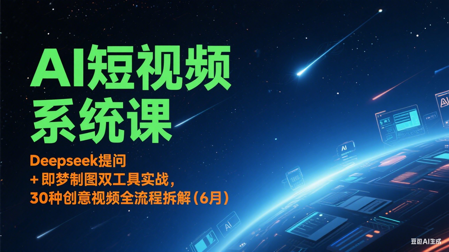 AI短视频系统课：Deepseek提问 + 即梦制图双工具实战，30种创意视频全流程拆解(6月)-68资源