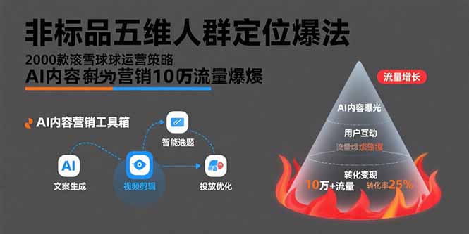 非标品五维人群定位法，2000款滚雪球运营策略，AI内容营销10万流量引爆-68资源