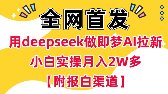 用deepseek做即梦Ai拉新 小白实操月入过W+【附报白渠道】-68资源