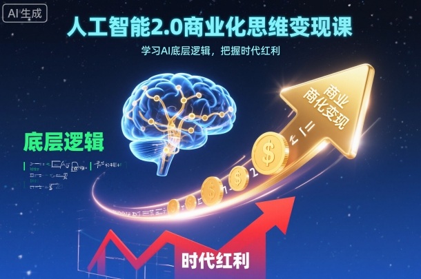 人工智能2.0商业化思维变现课，学习AI底层逻辑，把握时代红利-68资源