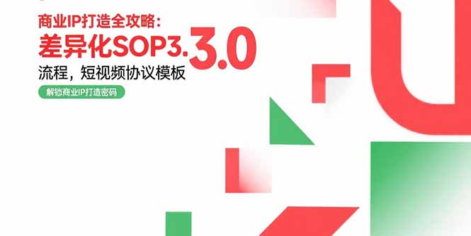 商业IP打造全攻略：差异化SOP3.0流程，短视频协议模板，婚恋项目实战案例-68资源