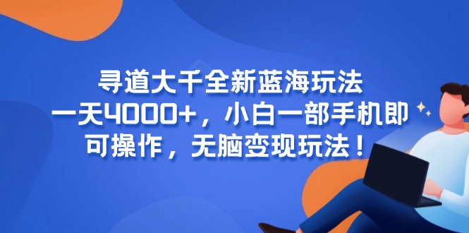 寻道大千全新蓝海玩法，一天4000+，小白一部手机即可操作，无脑变现玩法！-68资源