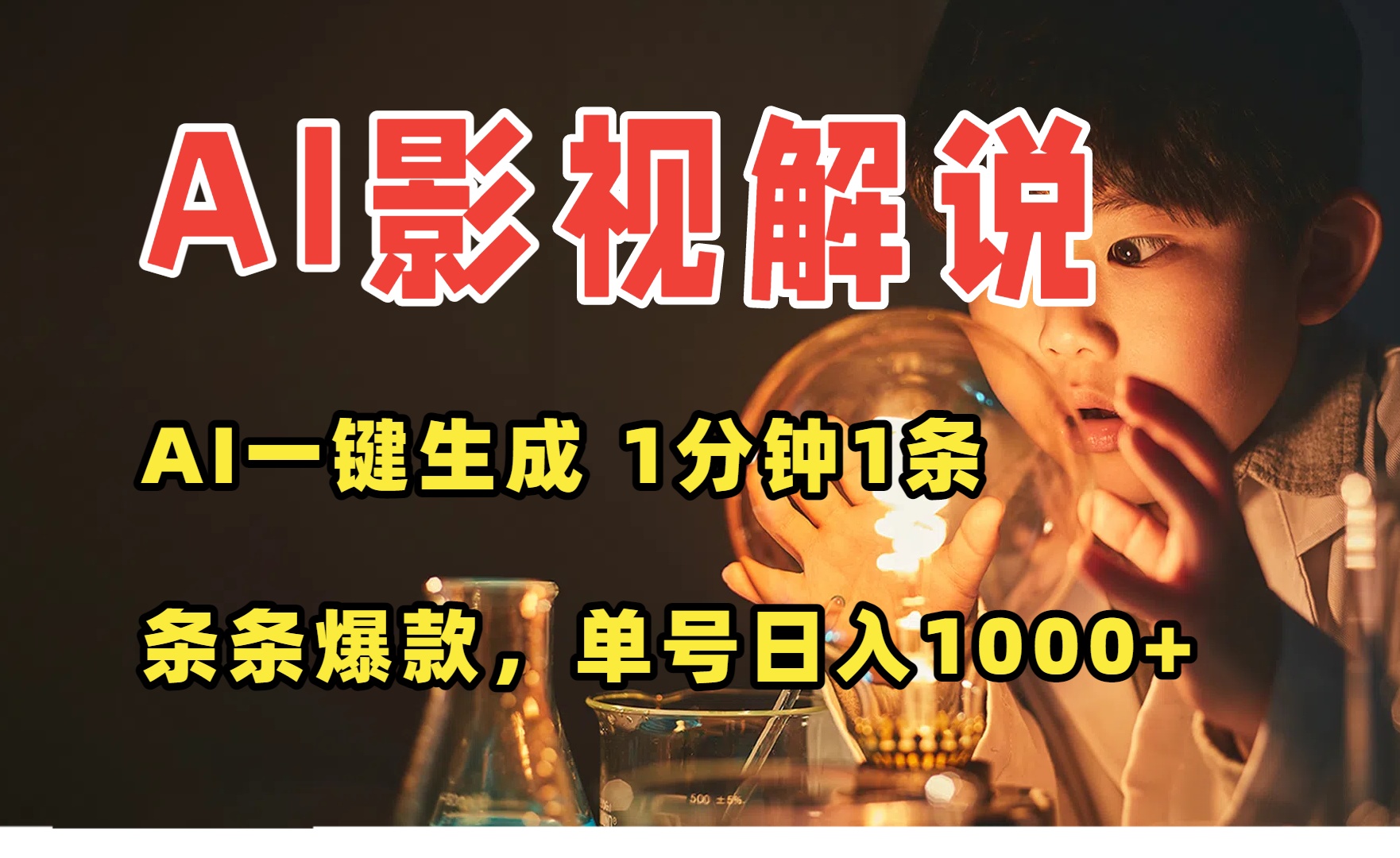 AI一键生成影视解说视频，无需剪辑1分钟1条，条条爆款，多平台变现日入...-68资源