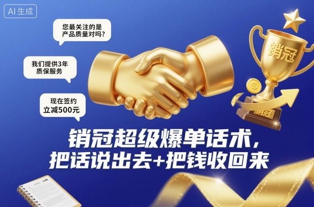 销冠超级爆单话术，把话说出去+把钱收回来-68资源