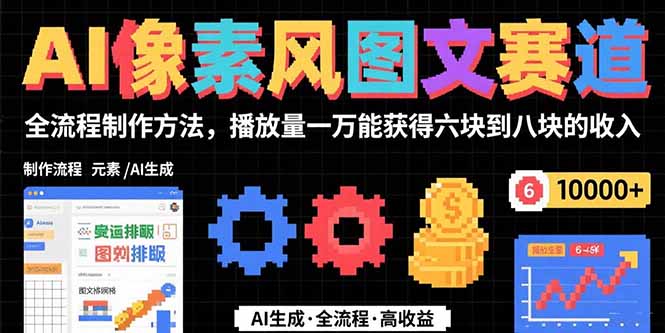 AI像素风图文赛道：全流程制作方法，播放量一万能获得6块到8块的收入-68资源