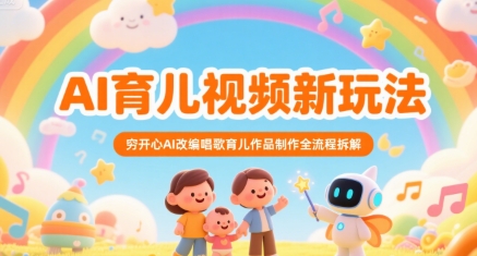 AI育儿视频新玩法，穷开心AI改编唱歌育儿作品制作全流程拆解-68资源