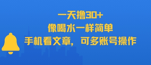 一天撸30+，像喝水一样简单，手机看文章，可多账号操作-68资源