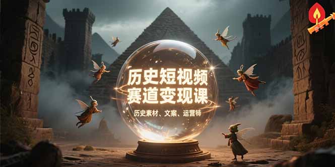 历史短视频赛道变现课，百集素材库应用，文案剪辑技巧，账号运营全案-68资源