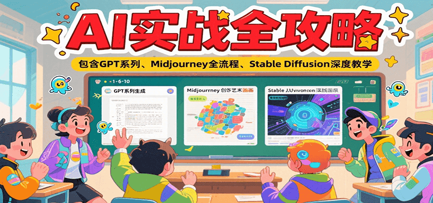 AI实战全攻略，包含GPT系列、Midjourney全流程、Stable Diffusion深度教学-68资源