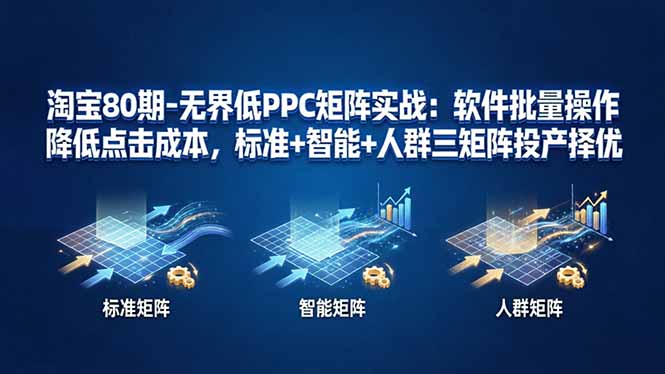 淘宝80期-无界低PPC矩阵实战：软件批量操作降低点击成本，标准+智能+人群三矩阵投产择优-68资源