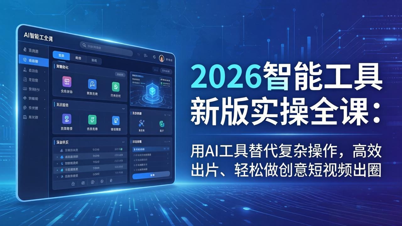 2026智能工具新版实操全课：用AI工具替代复杂操作，高效出片、轻松做创意短视频出圈-68资源