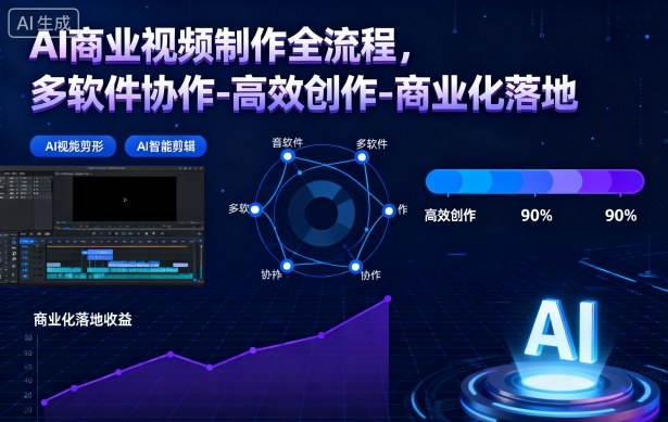AI商业视频制作全流程，多软件协作-高效创作-商业化落地-68资源