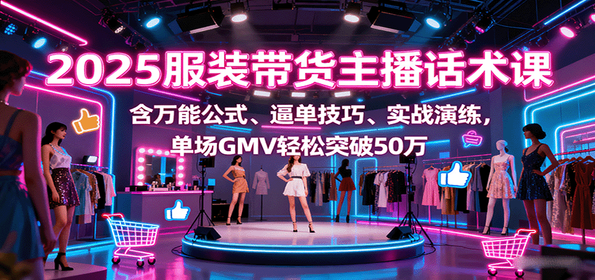 2025服装带货主播话术课，含万能公式、逼单技巧、实战演练，单场GMV轻松突破50万-68资源