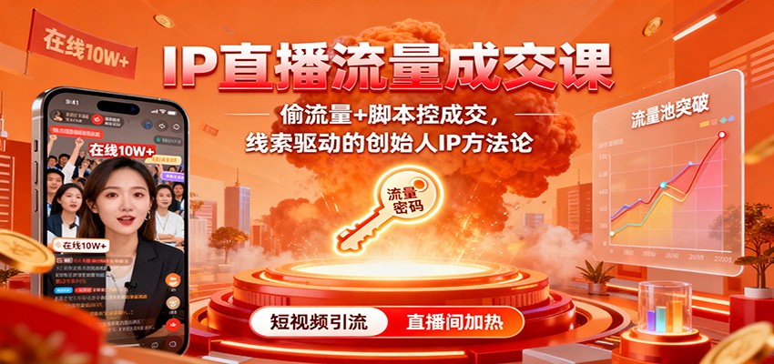IP直播流量成交课：偷流量+脚本控成交，线索驱动的创始人IP方法论-68资源