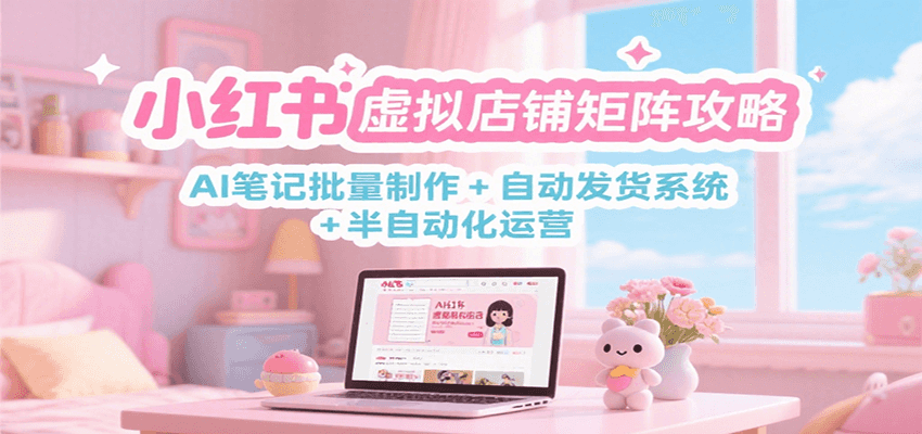 小红书虚拟店铺矩阵攻略：AI笔记批量制作 + 自动发货系统 + 半自动化运营-68资源