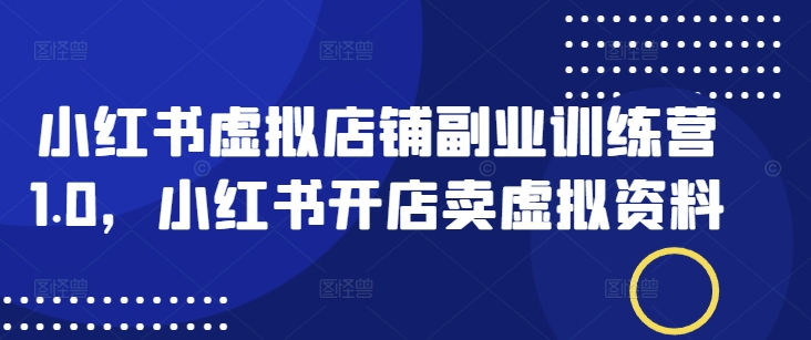 小红书虚拟店铺副业训练营1.0，小红书开店卖虚拟资料-68资源