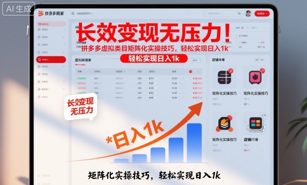 长效变现无压力！拼多多虚拟类目矩阵化实操技巧，轻松实现日入1k【揭秘】-68资源