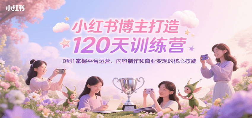 小红书博主打造120天训练营，0到1掌握平台运营、内容制作和商业变现-68资源