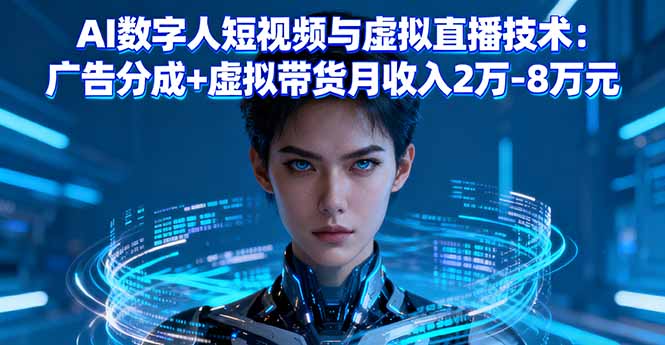 AI数字人短视频与虚拟直播技术：广告分成+虚拟带货月收入2万-8万元-68资源