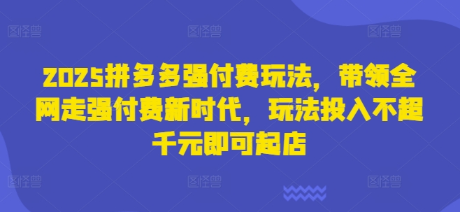 2025拼多多强付费玩法，带领全网走强付费新时代，玩法投入不超千元即可起店-68资源