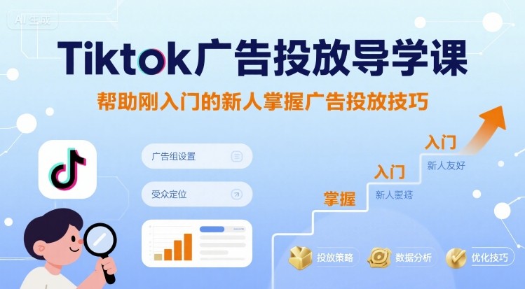 Tiktok广告投放导学课，帮助刚入门的新人掌握广告投放技巧-68资源