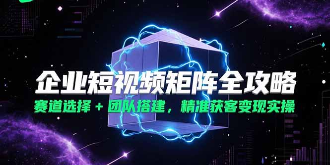 企业短视频矩阵全攻略，赛道选择+团队搭建，精准获客变现实操-68资源