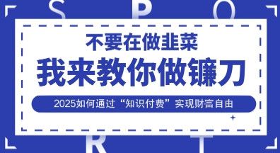 韭菜生涯终结者，我来教你做镰刀，2025如何通过“知识付费”实现财F自由【揭秘】-68资源