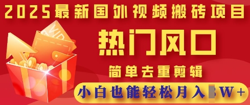 2025最新视频搬砖项目，热门风口，简单去重剪辑，小白也能轻松月入过W-68资源