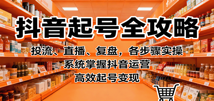 抖音起号全攻略，投流、直播、复盘，各步骤实操，系统掌握抖音运营，高效起号变现-68资源