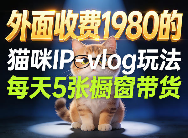 宠物赛道猫咪IP-vlog玩法，26条视频涨粉29W，每天5张橱窗带货拆解-68资源