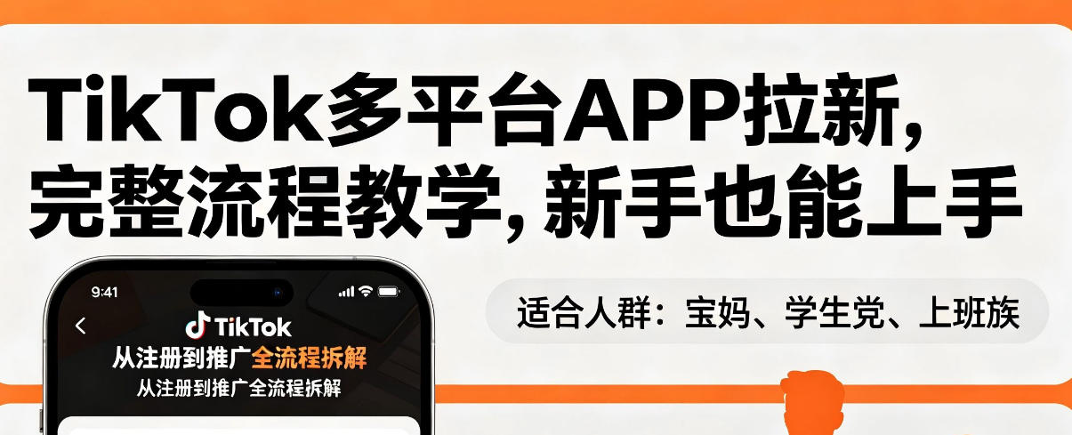 TikTok多平台APP拉新，完整流程教学，新手也能上手，轻松出海搞美金-68资源