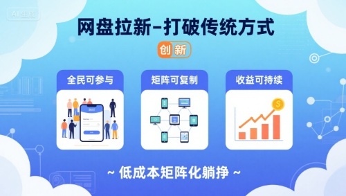 网盘拉新-打破传统方式，低成本矩阵化躺挣，全民可参与、矩阵可复制、收益可持续【揭秘】-68资源