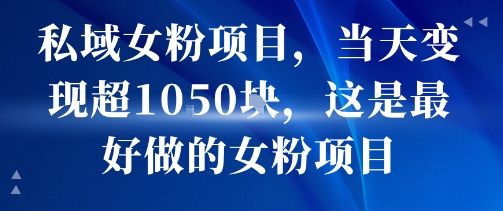 私域女粉项目，当天变现超1k，这是最好做的女粉项目，可放大操作-68资源